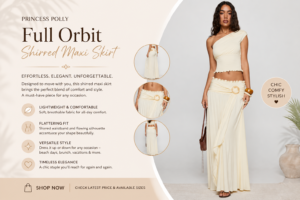 Princess Polly Women's Full Orbit Shirred Maxi Skirt